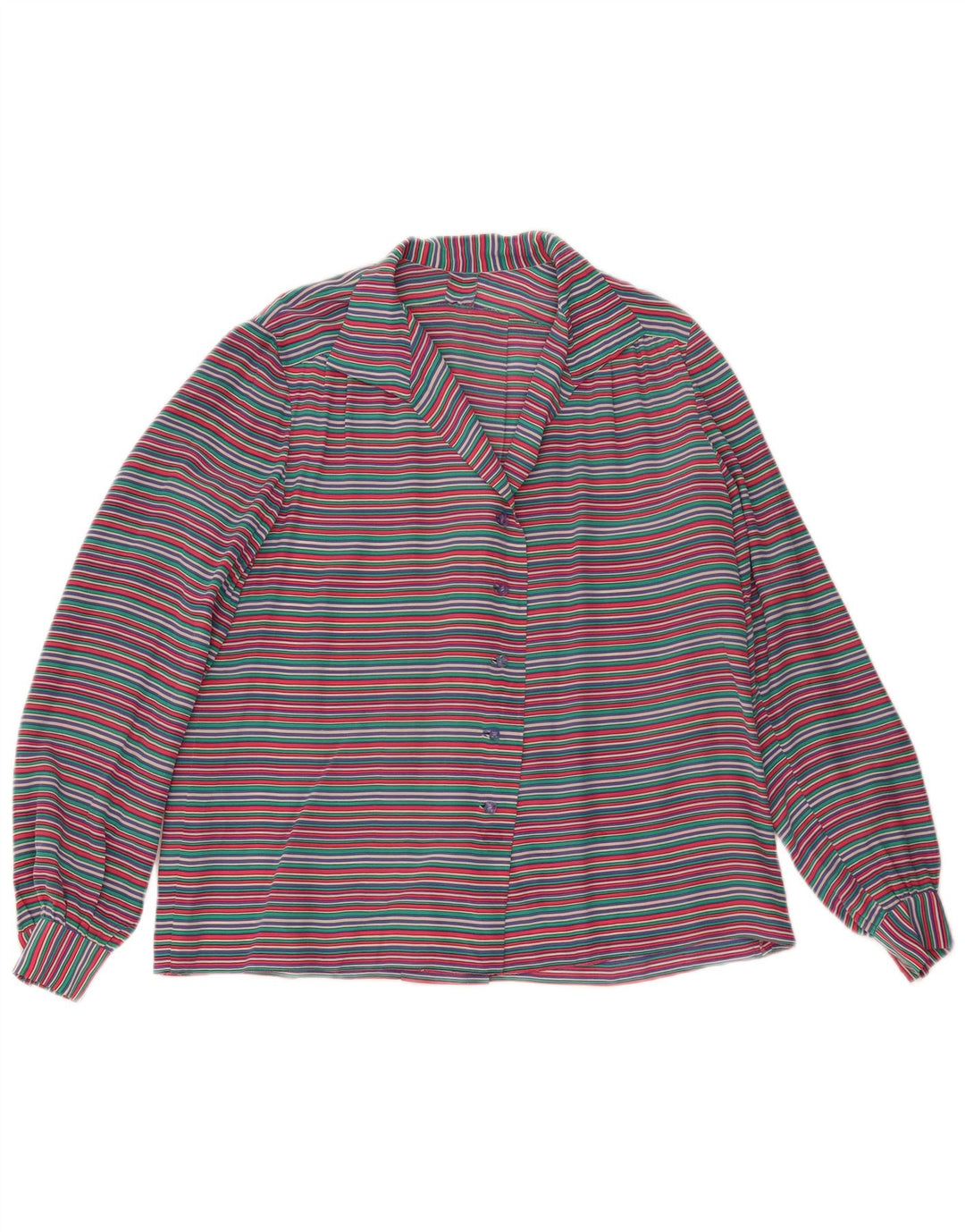 Bluză de cămașă vintage pentru femei UK 14, mare, multicoloră, cu dungi