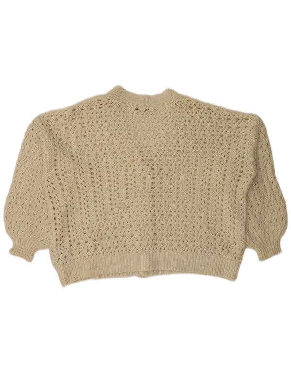 Pulover cardigan supradimensionat pentru femei Zara UK 16 mare bej acrilic