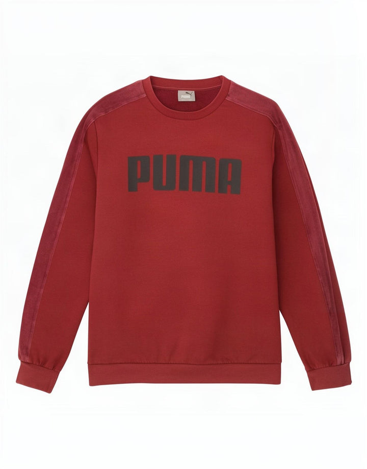 Pulover grafic pentru bărbați Puma, bumbac mediu burgundă