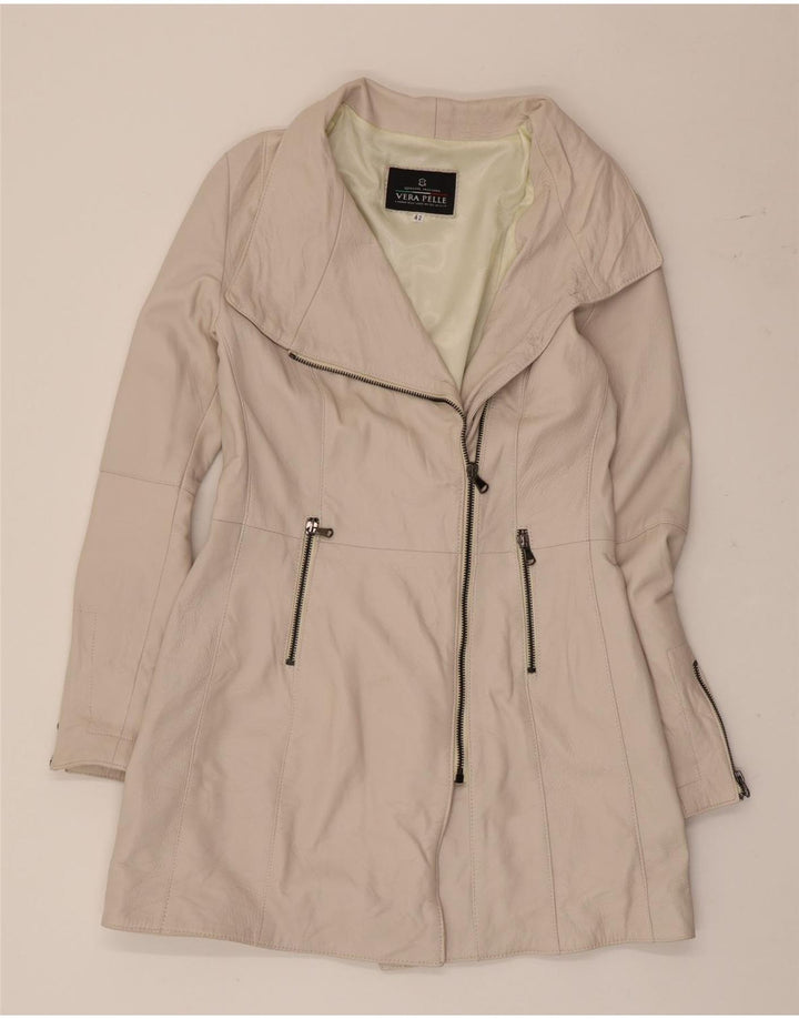 Palton din piele vintage pentru femei IT 42 Medium din piele albă