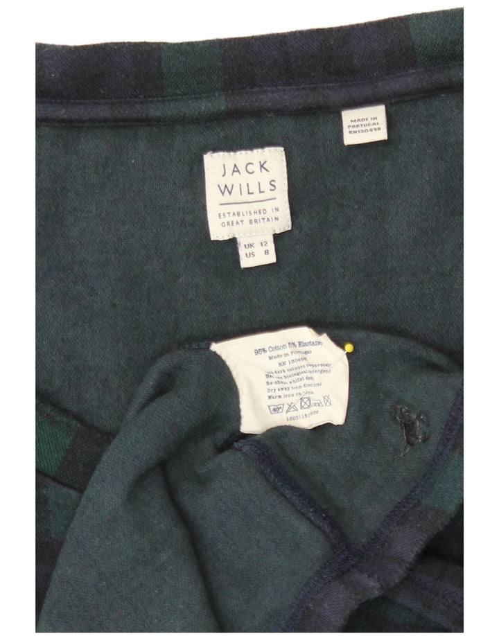 Top pentru femei Jack Wills cu mânecă lungă UK 12, bumbac cu carouri verde mediu