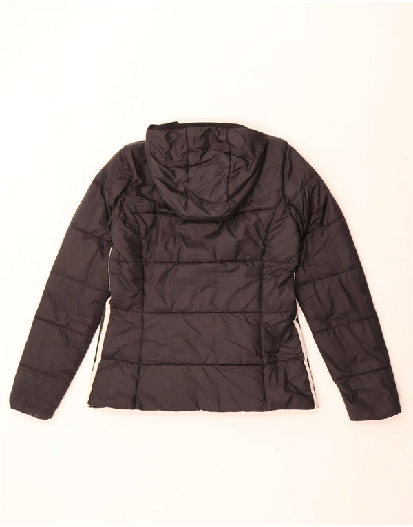 Jachetă căptușită cu glugă Adidas pentru femei UK 12 Poliester mediu negru