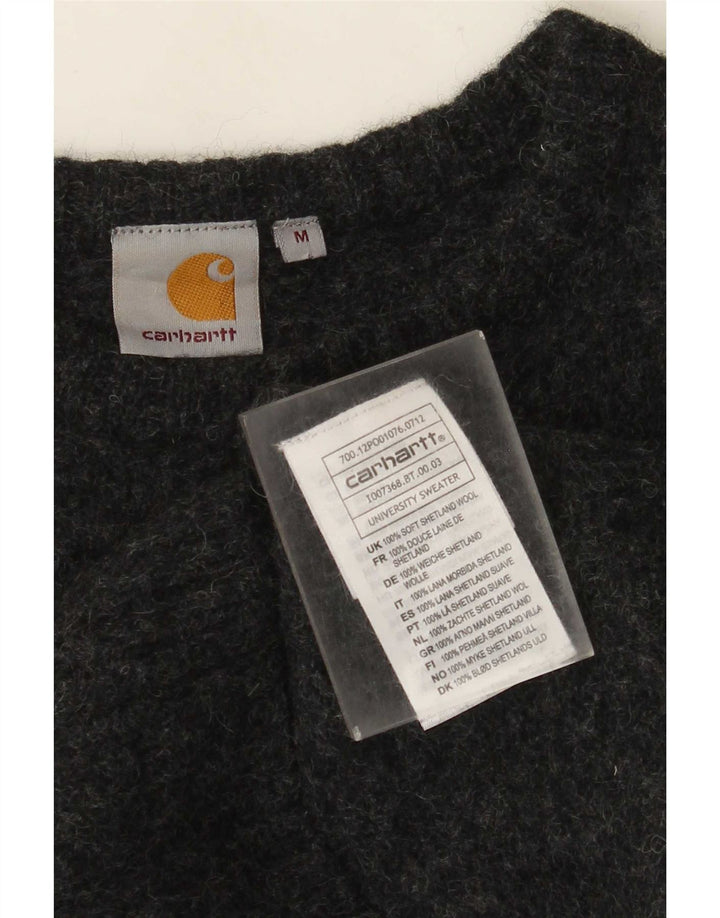 Pulover pentru băieți Carhartt cu gât roșu, 7-8 ani, lână, gri mediu