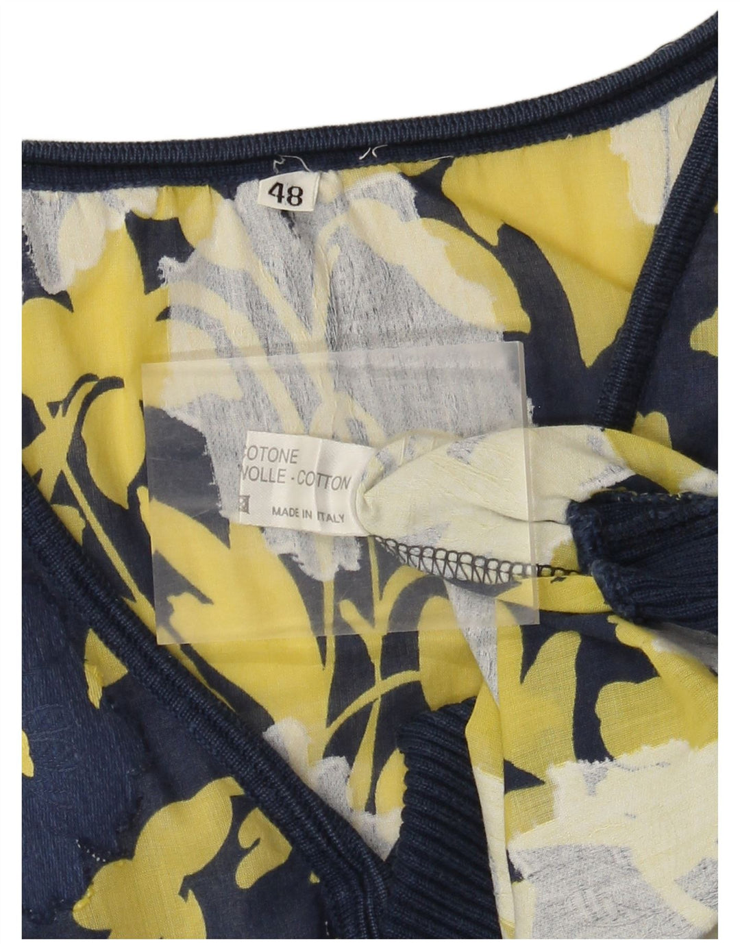 Bluză Vintage Femei Top IT 48 XL Bleumarin Bumbac Floral