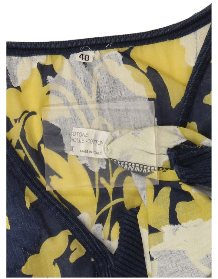 Bluză Vintage Femei Top IT 48 XL Bleumarin Bumbac Floral