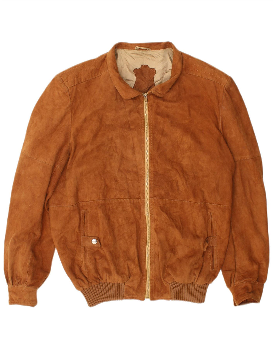 Bomber vintage pentru bărbați din piele intoarsa UK 40, mare, bej