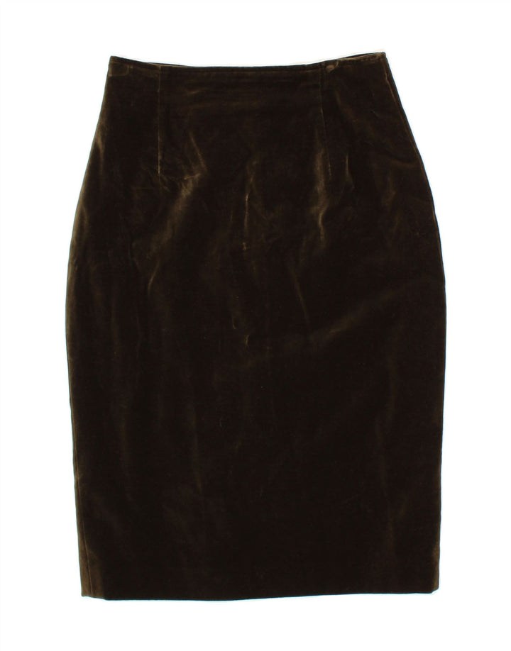 VINTAGE Womens Velour Pencil Skirt W27 Small Brown Vintage Vintage and Second-Hand Vintage from Messina Hembry 