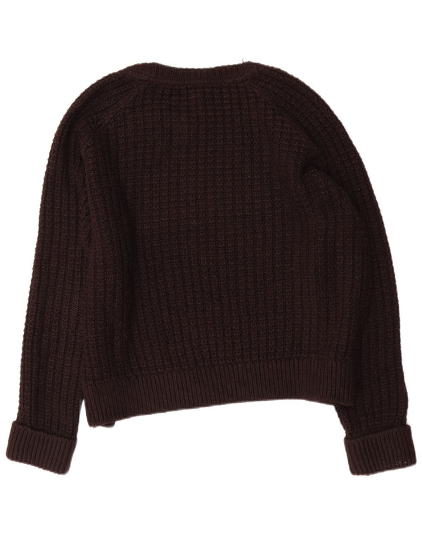 Topshop Pulover supradimensionat pentru femei, cu gât de barcă, UK 14, mare, negru, acrilic