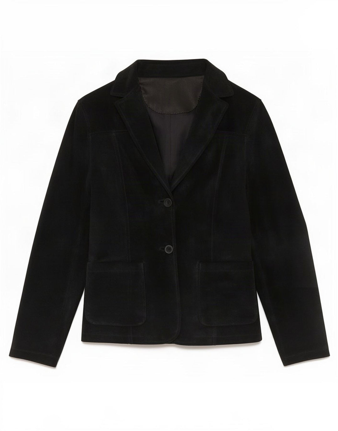 Jachetă vintage din piele intoarsa cu 2 nasturi pentru femei UK 10 Mic din piele neagra