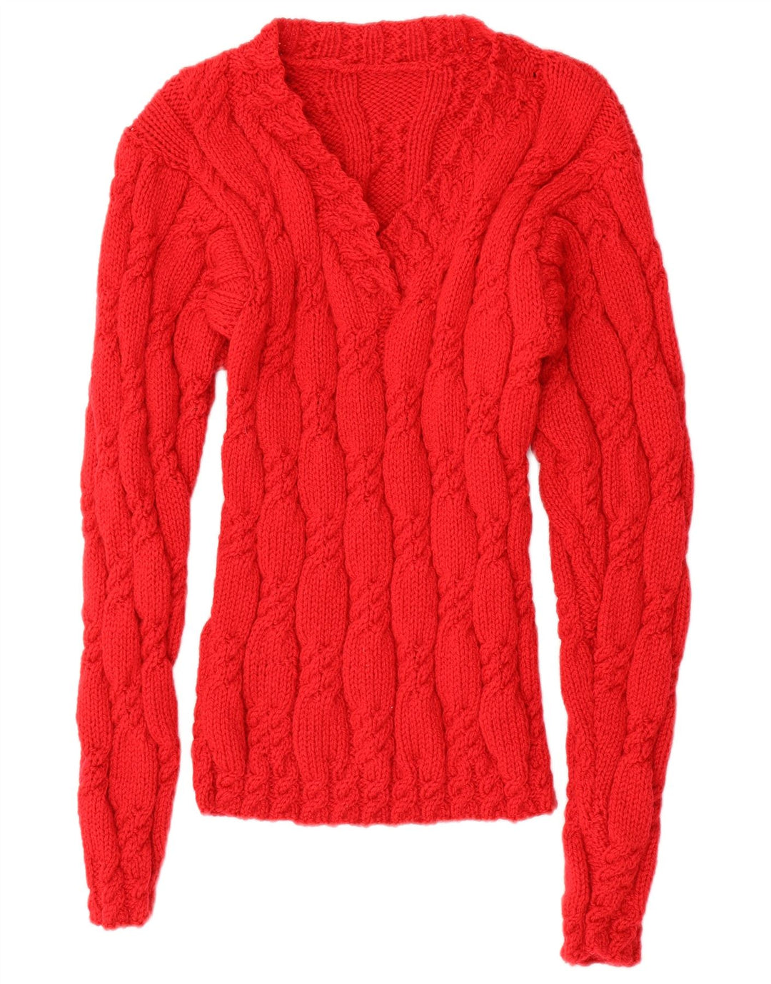 VINTAGE Pulover cu decolteu în V pentru femei UK 14 Medium Red
