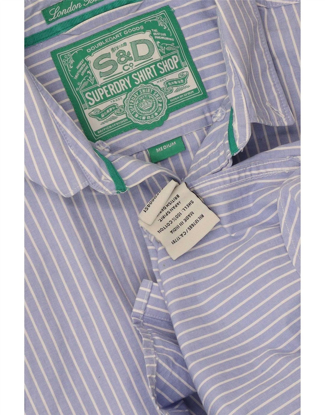 Cămașă pentru bărbați Superdry, bumbac cu dungi albastre medii