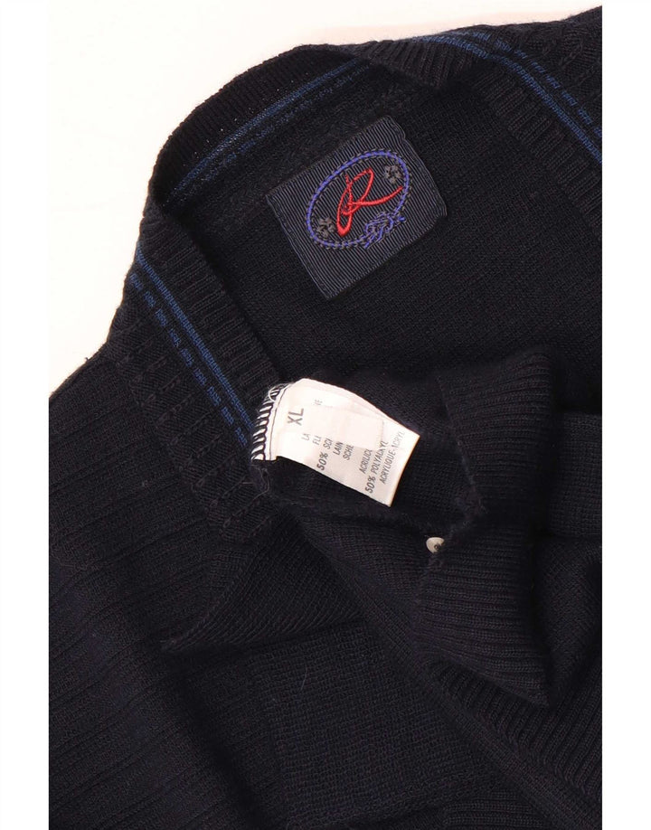 Cardigan Vintage pentru bărbați cu grafică XL Lână bleumarin