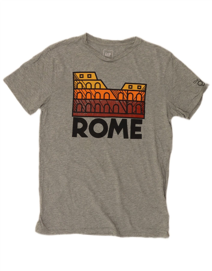 Tricou grafic Gap Roma pentru bărbați Top mic, gri, bumbac cu pete