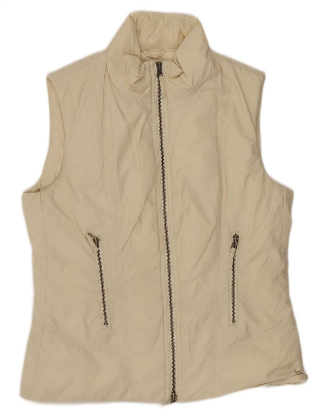 Gilet căptușit pentru femei Benetton UK 14 Medium Off White Bumbac