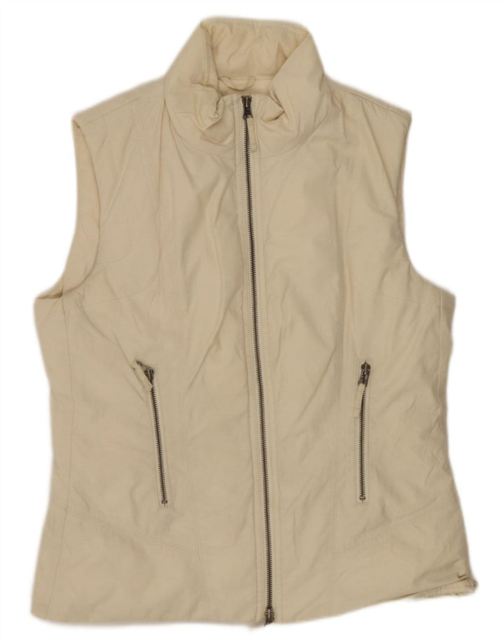 Gilet căptușit pentru femei Benetton UK 14 Medium Off White Bumbac