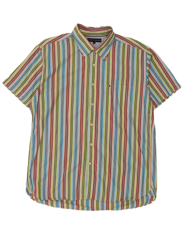 Cămașă cu mânecă scurtă pentru bărbați Tommy Hilfiger XL, bumbac cu dungi multicolore