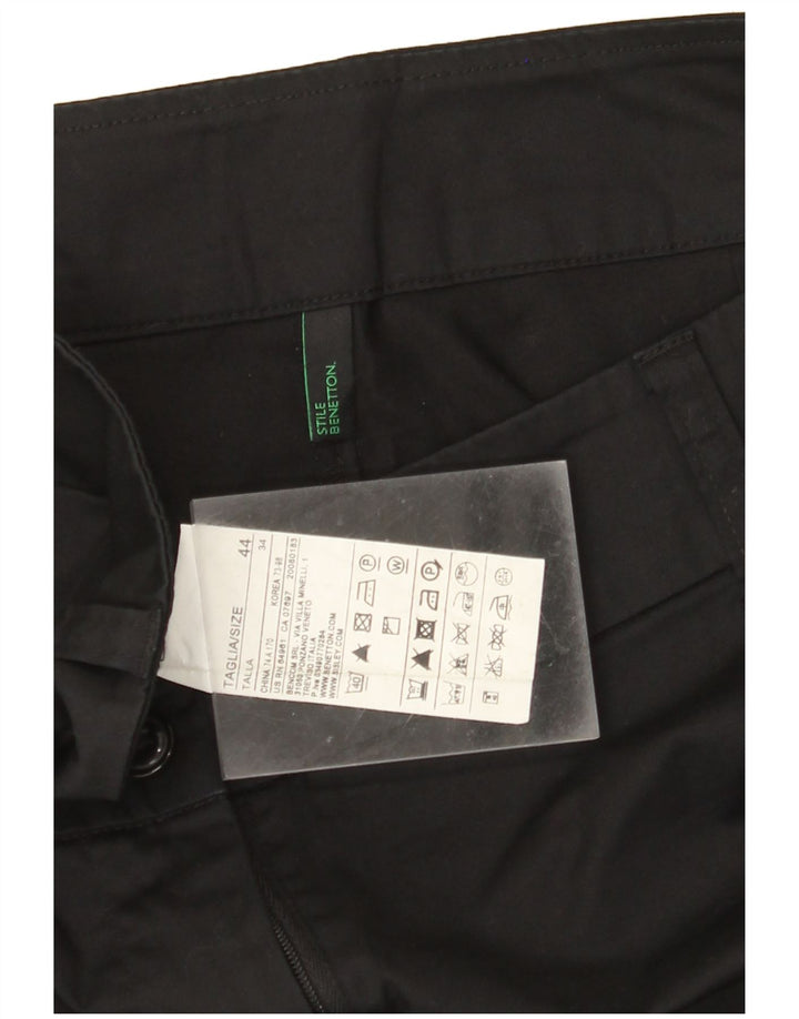 Pantaloni Capri pentru femei BENETTON IT 44 Medium W32 L22 Bumbac negru