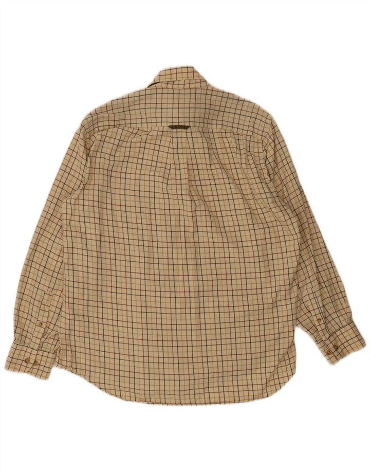 Cămașă de flanel pentru bărbați Barbour, bumbac cu carouri, bej mare