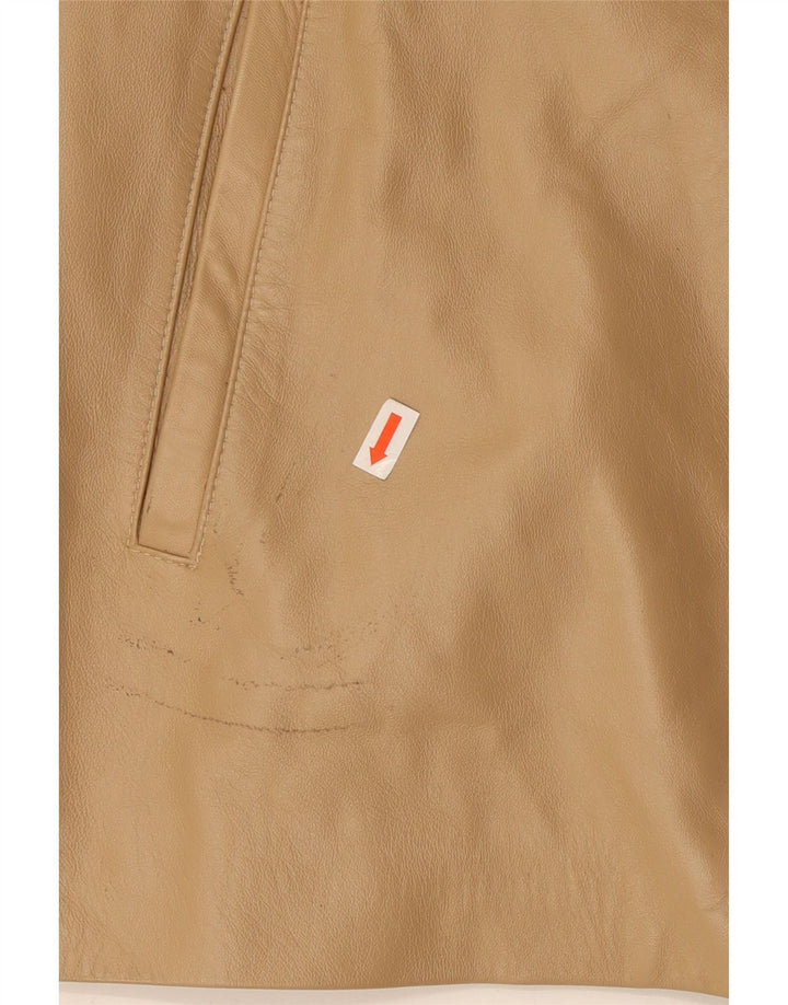Jachetă de piele vintage pentru femei UK 16 Large Beige