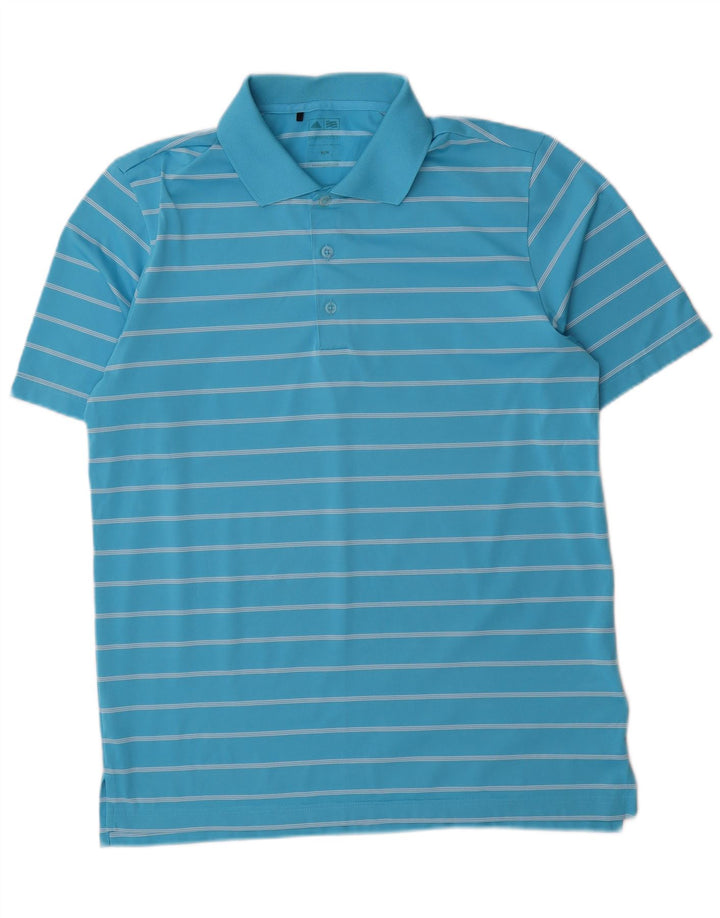 Tricou polo Adidas pentru bărbați, poliester cu dungi albastre medii