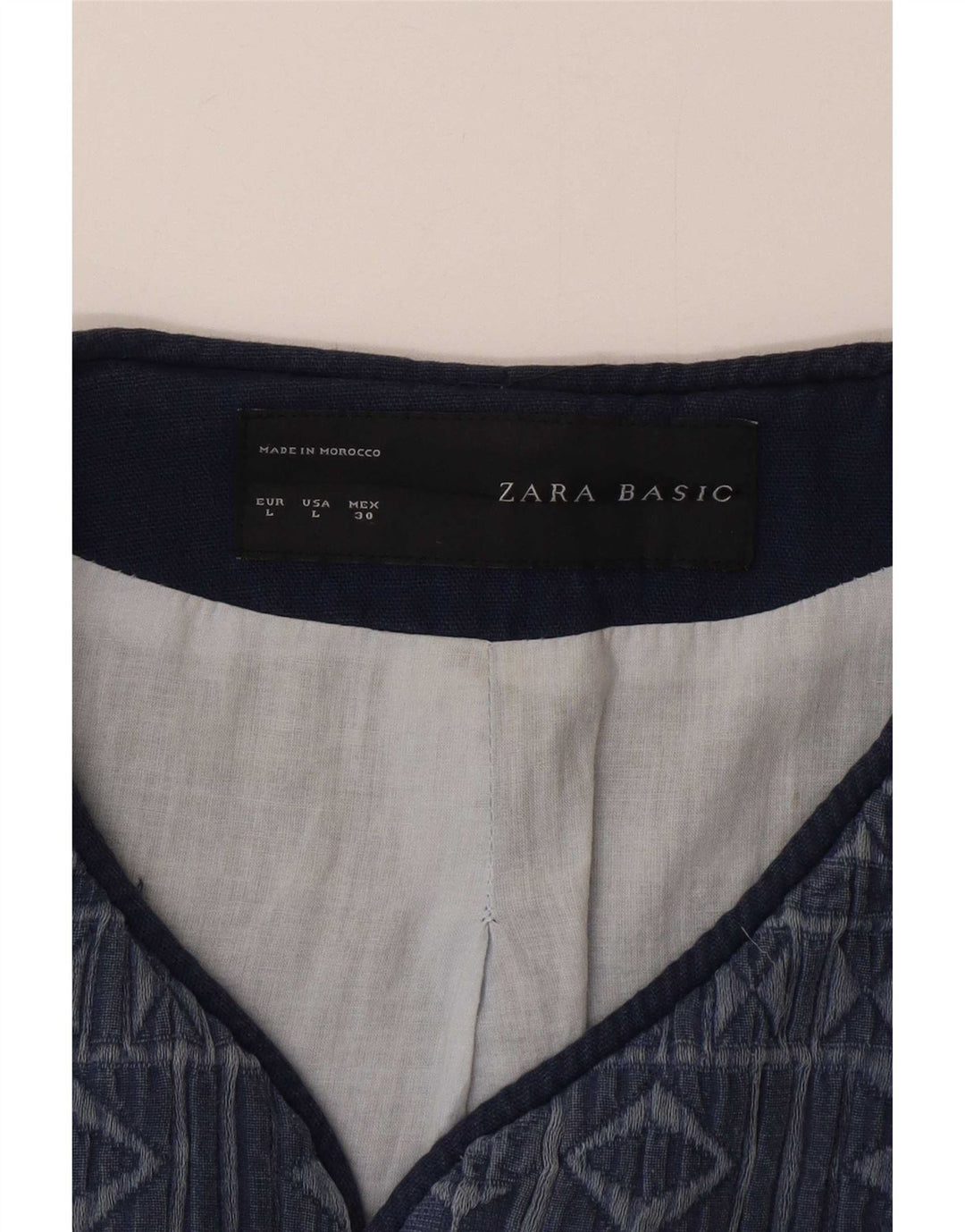 Pardesiu deschis pentru femei Zara UK 16 mare din bumbac geometric albastru