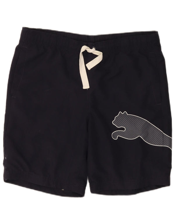 PUMA Mens Graphic Sport Shorts Small  Navy Blue Cotton