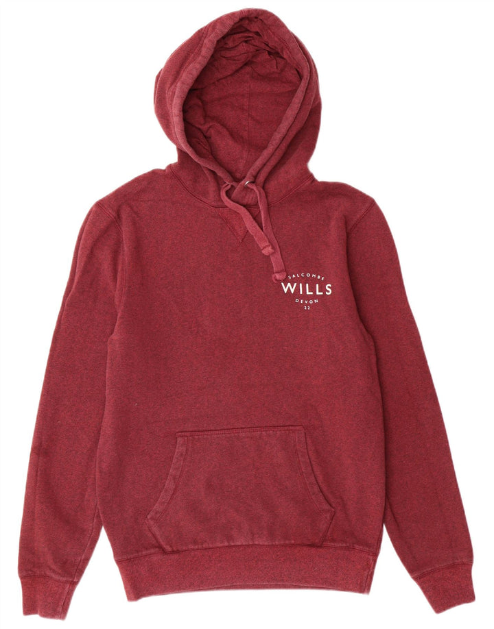 JACK WILLS Pulover cu glugă cu grafică pentru bărbați, bumbac cu pete burgundy
