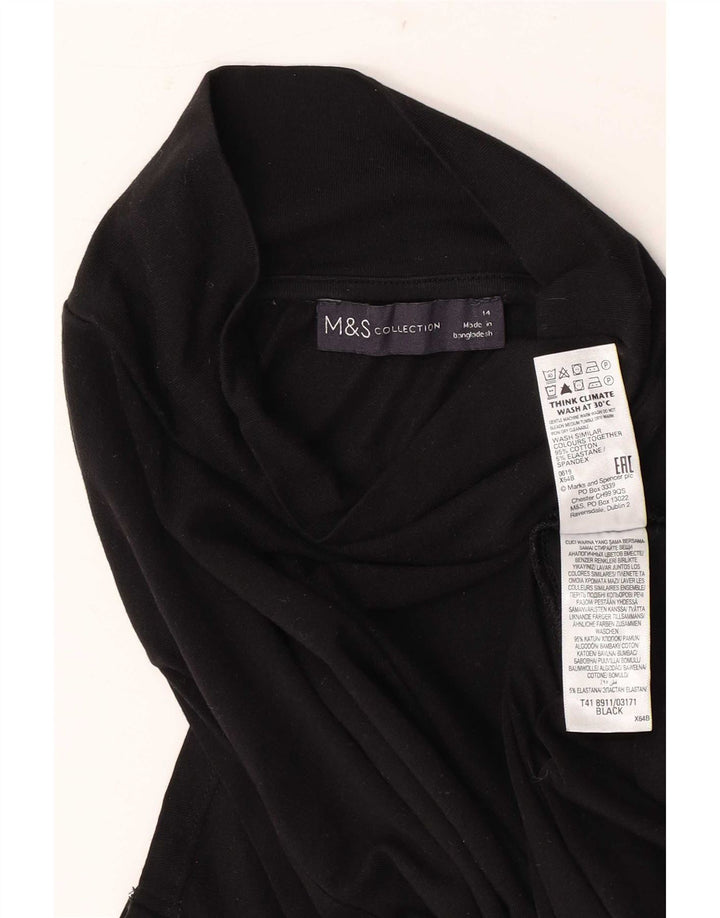 Top pentru femei Marks & Spencer cu mânecă lungă UK 14, bumbac mediu negru