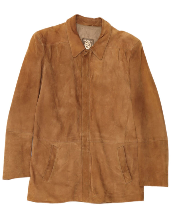 Vintage Mens Suede Jacket IT 48 Medium Brown Leather