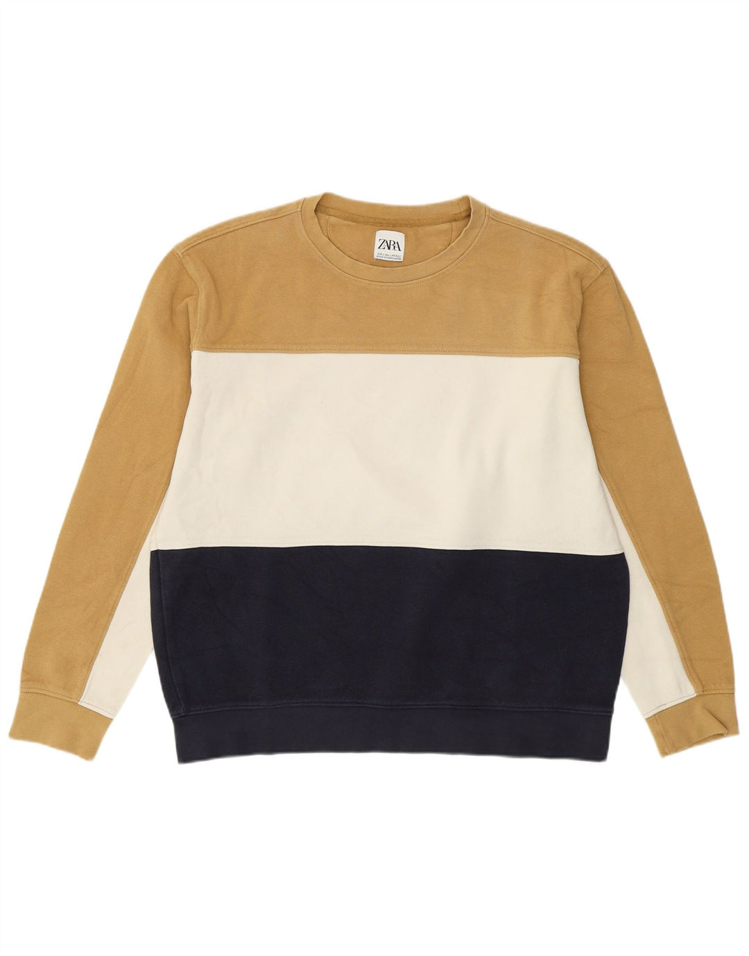 Pulover pentru bărbați Zara Pulover mare, bej, color block, bumbac