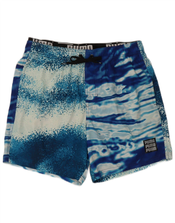 Pantaloni scurți de înot Puma pentru bărbați, din poliester Tie Dye, albastru mediu
