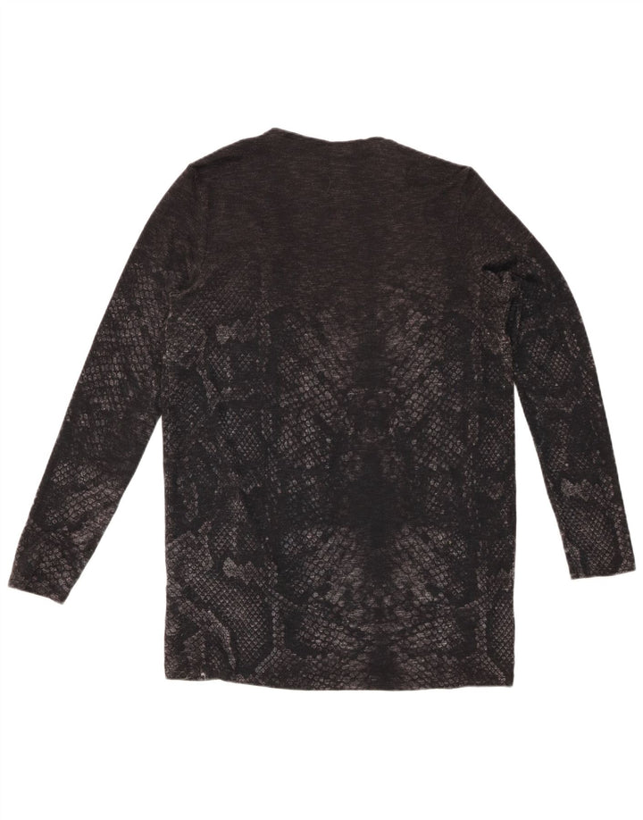 DESIGUAL Pulover cardigan deschis pentru femei UK 12 Medium Gri Animal Print