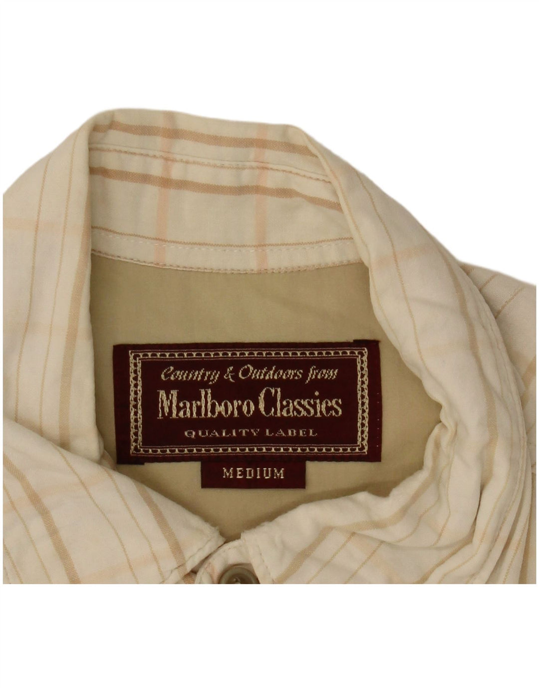 Cămașă Marlboro Classics pentru bărbați, carouri, bej mediu