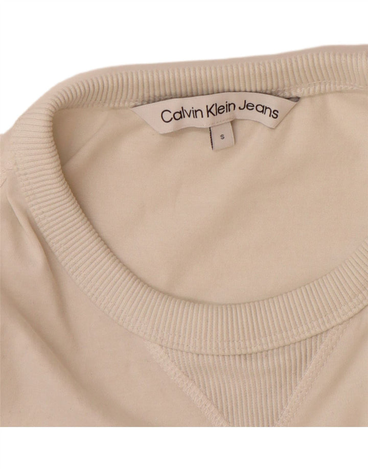 CALVIN KLEIN JEANS Mens T-Shirt Top Small White Cotton