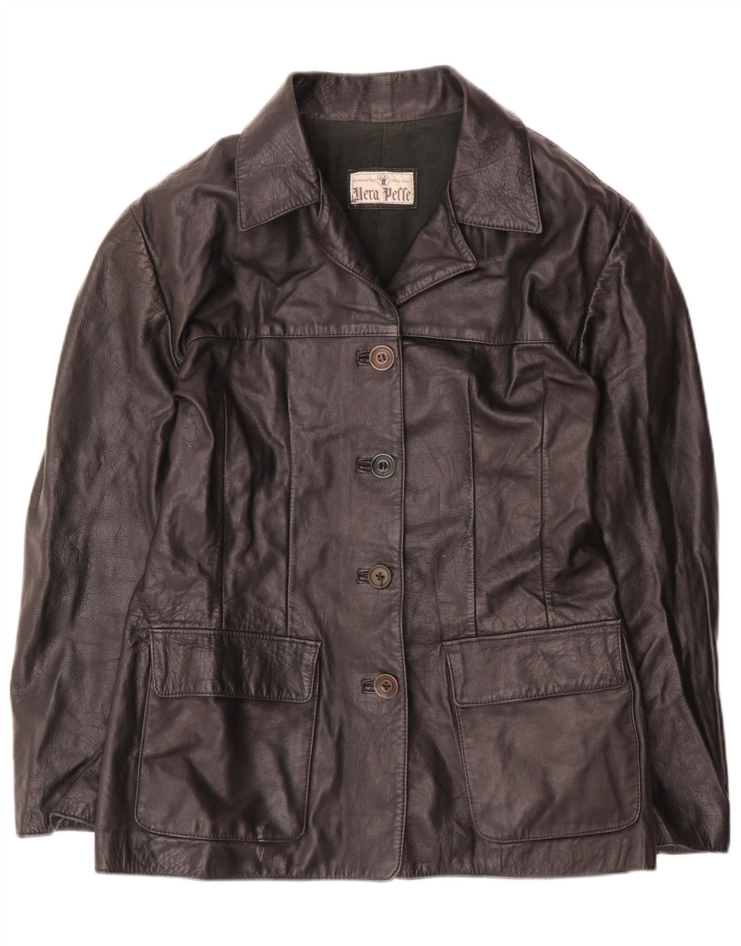 Geacă de piele vintage pentru femei IT 48 XL din piele neagră