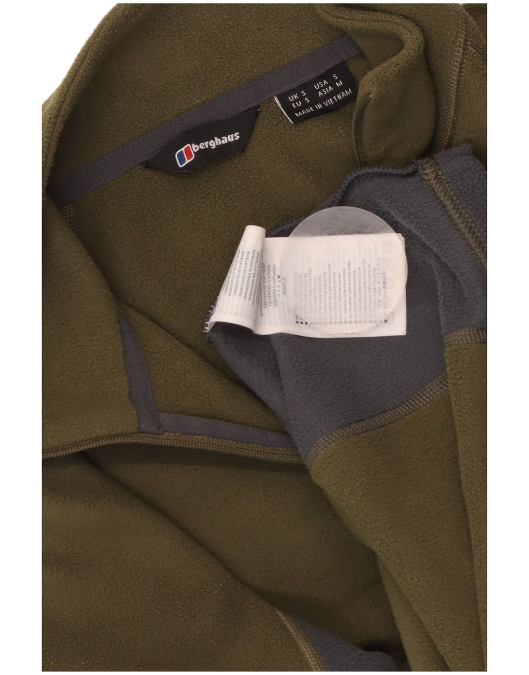 BERGHAUS Pulover pentru bărbați, cu fermoar și gât, din lână, din poliester color kaki mic