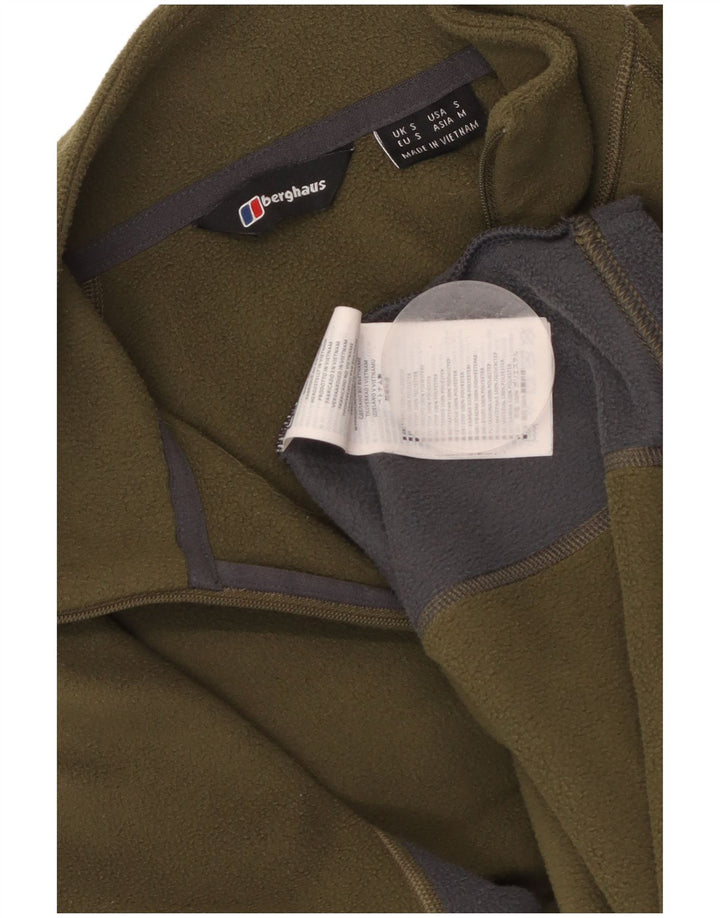 BERGHAUS Pulover pentru bărbați, cu fermoar și gât, din lână, din poliester color kaki mic