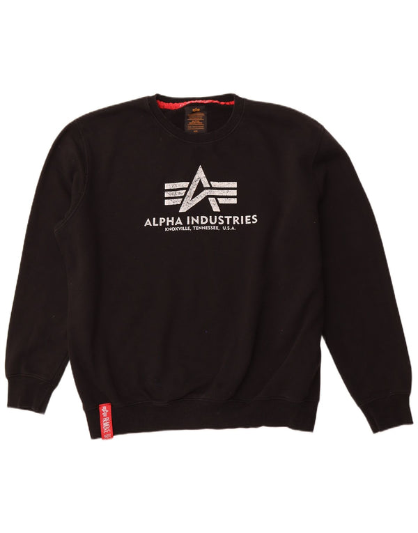 ALPHA INDUSTRIES Pulover grafic pentru bărbați 2XL bumbac negru