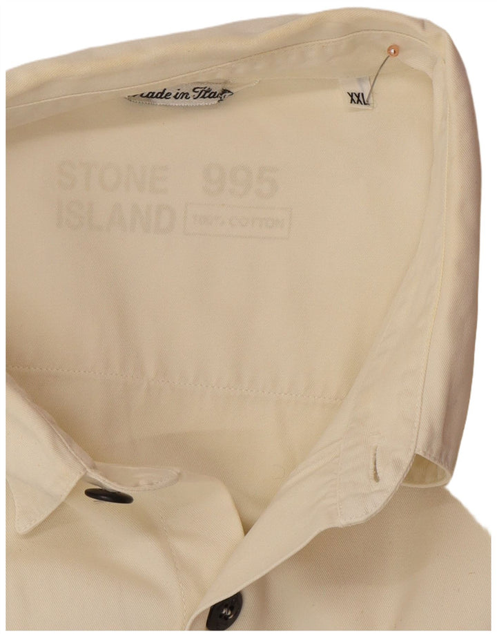 Cămașă pentru bărbați STONE ISLAND 2XL, bumbac alb, clasic