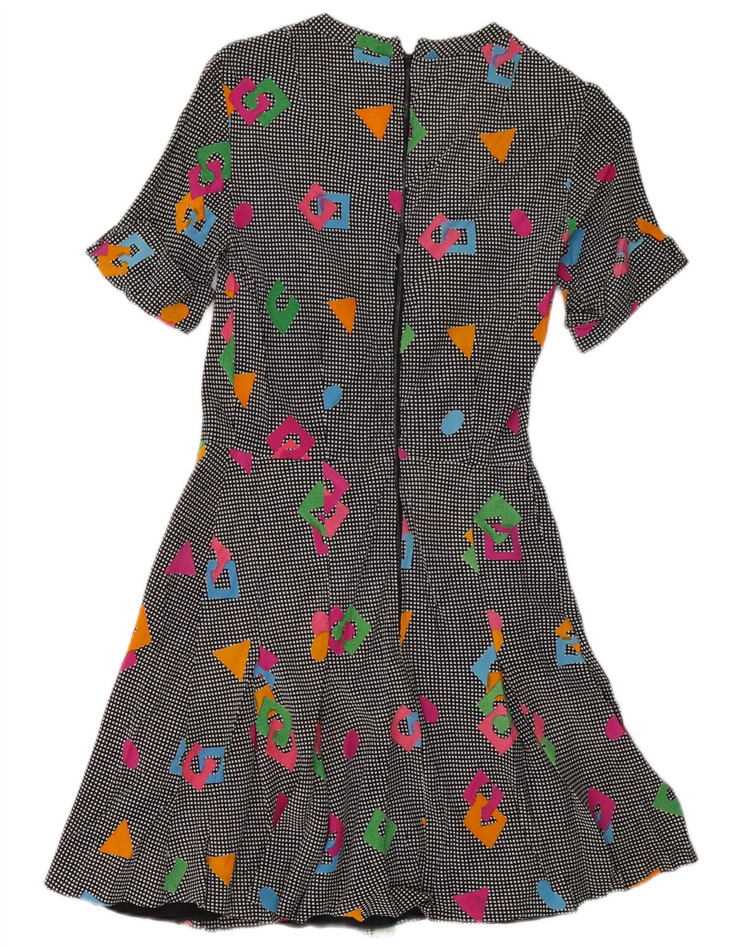 Rochie vintage pentru femei în linie A UK 8, mică, multicoloră, geometrică