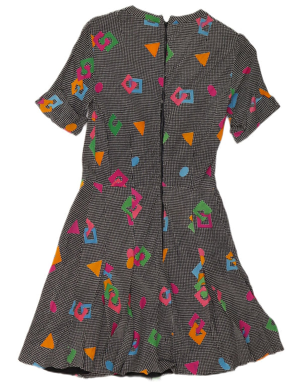 Rochie vintage pentru femei în linie A UK 8, mică, multicoloră, geometrică
