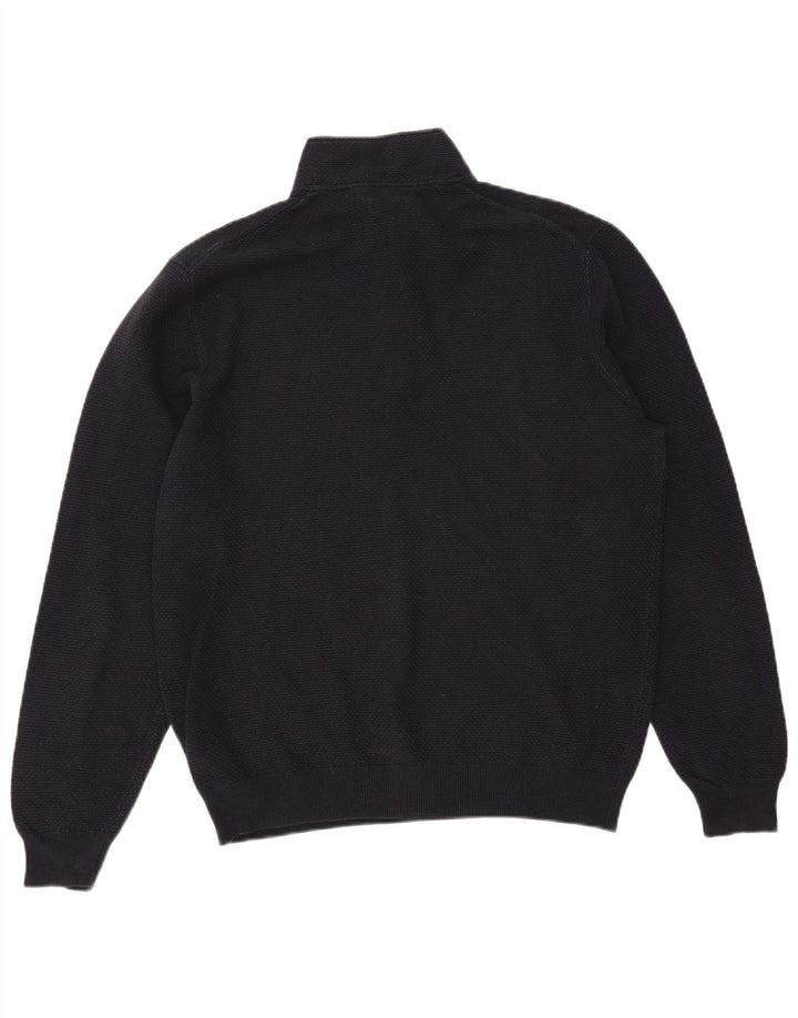 MASSIMO DUTTI Pulover pentru bărbați cu fermoar și gât, bumbac bleumarin 2XL