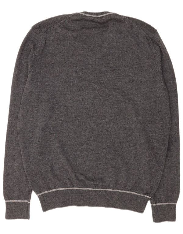 Marina Yachting Pulover cu decolteu în V pentru bărbați, lână mare, gri