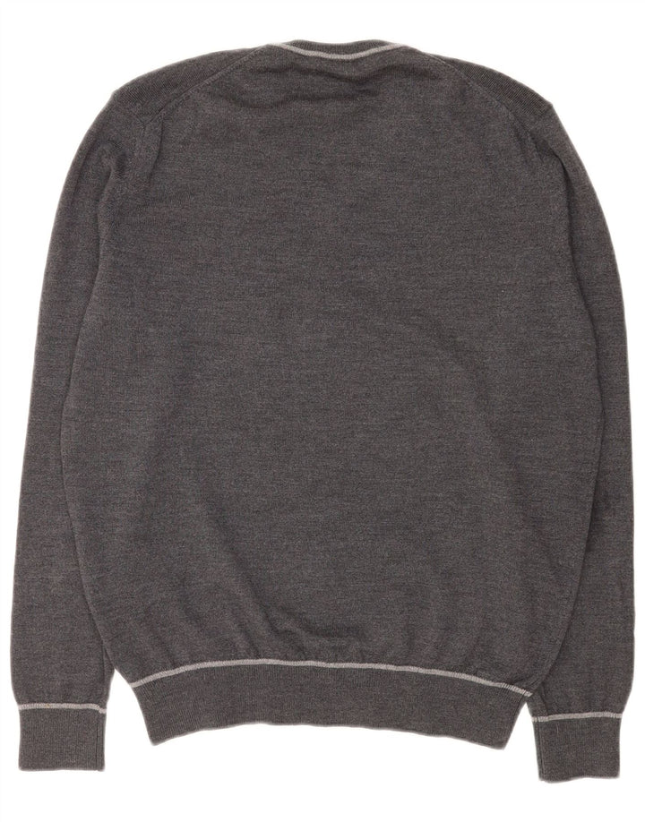 Marina Yachting Pulover cu decolteu în V pentru bărbați, lână mare, gri