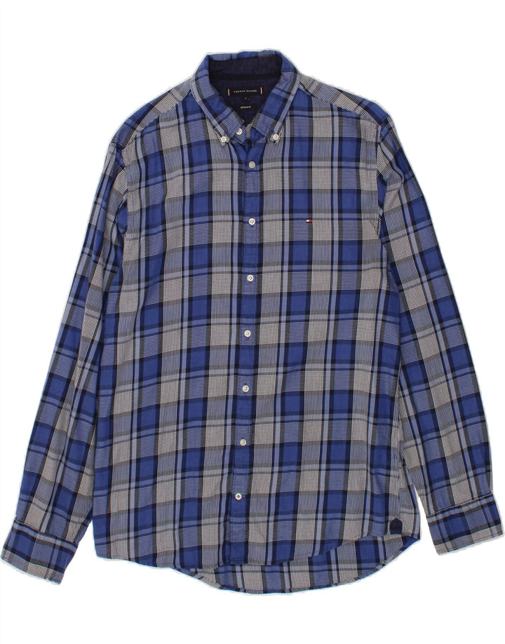 TOMMY HILFIGER Mens Regular Fit Shirt Large Blue Check Cotton Vintage Tommy Hilfiger and Second-Hand Tommy Hilfiger from Messina Hembry 