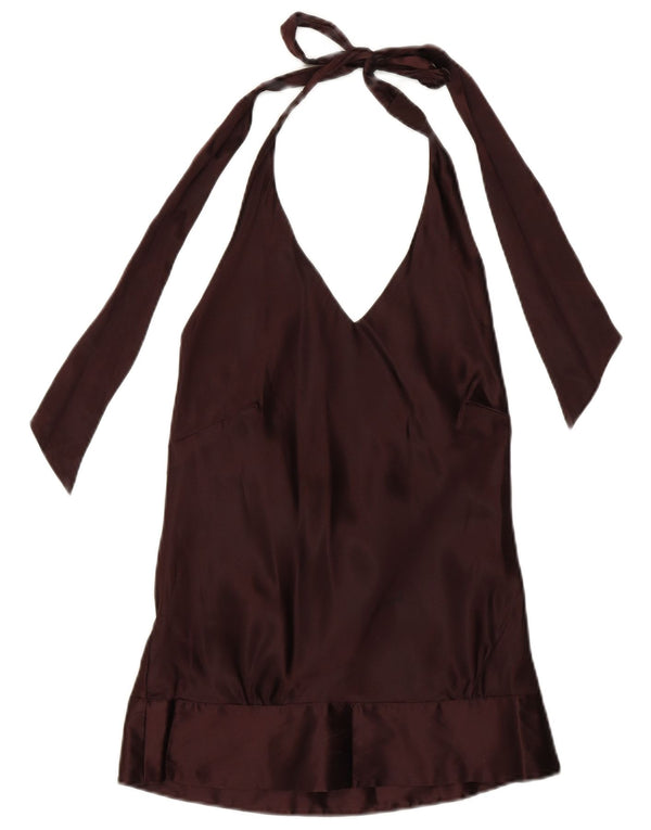 COAST Halter Top pentru femei UK 10 Small Brown Silk
