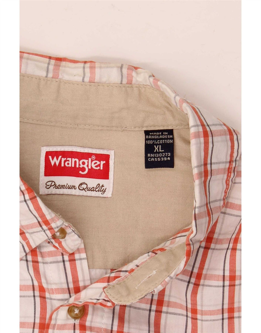 Cămașă cu mânecă scurtă pentru bărbați Wrangler XL, bumbac cu carouri albe