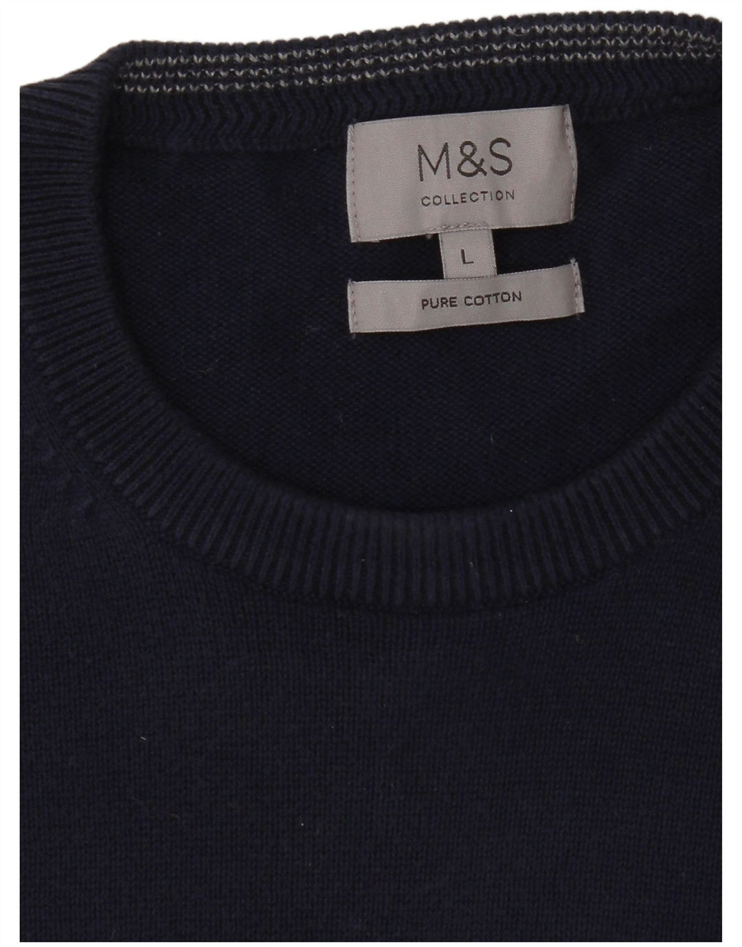 Pulover pentru bărbați Marks & Spencer cu gât roșu, mare din bumbac bleumarin