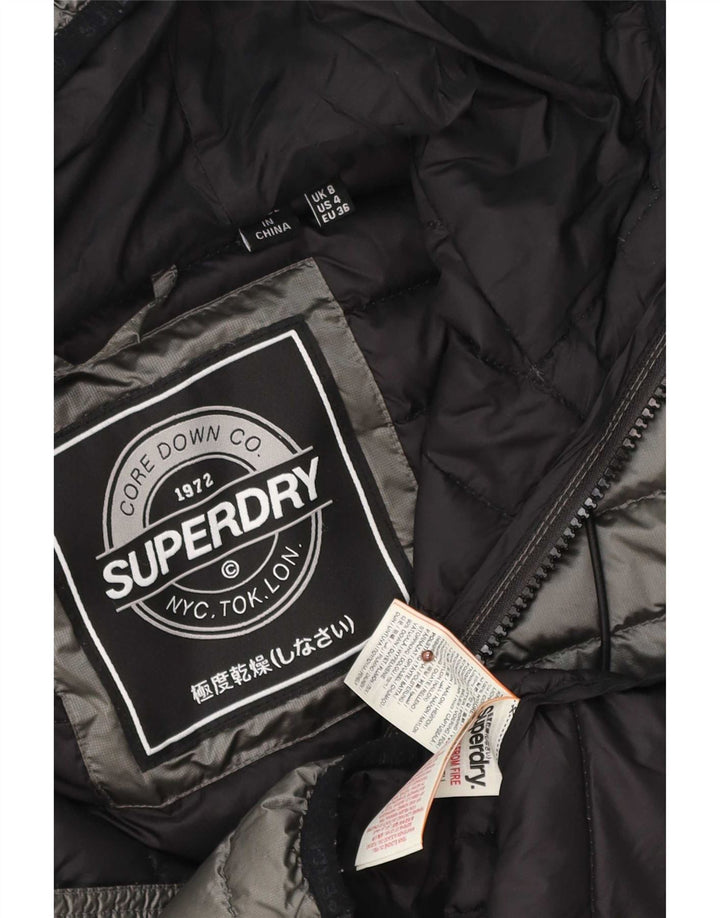 Jachetă căptușită cu glugă Superdry pentru femei UK 8 Small Gri Poliester