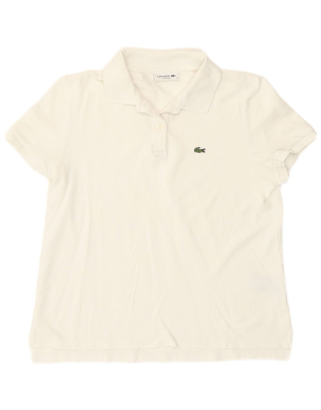 Tricou polo Lacoste pentru femei, cu formă regulată, mărimea 38, bumbac alb mediu